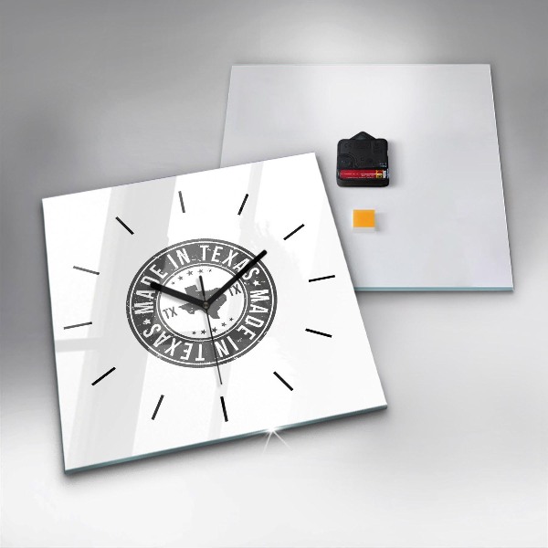 Square wall clock Texas stamp