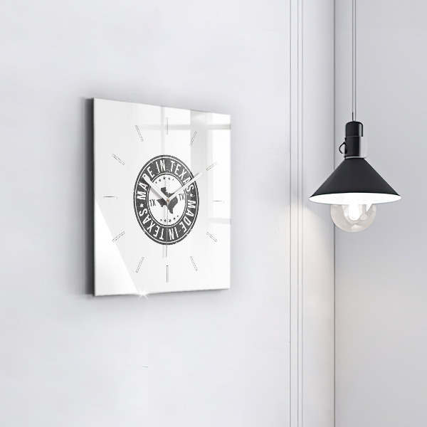 Square wall clock Texas stamp