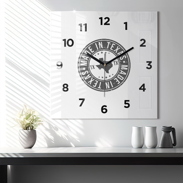 Square wall clock Texas stamp