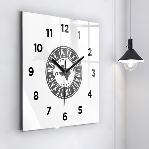 Square wall clock Texas stamp
