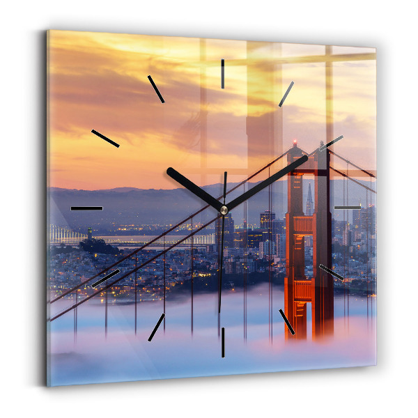 Square wall clock San Francisco Bridge