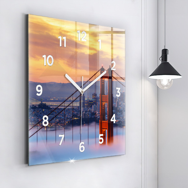 Square wall clock San Francisco Bridge