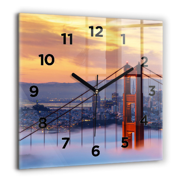 Square wall clock San Francisco Bridge