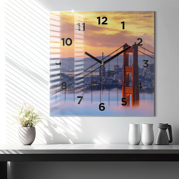 Square wall clock San Francisco Bridge