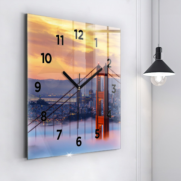 Square wall clock San Francisco Bridge
