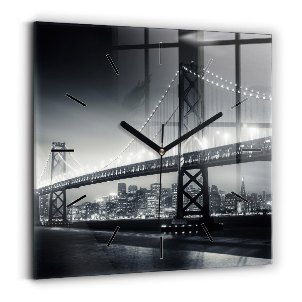 Square wall clock San Francisco Bridge at Night