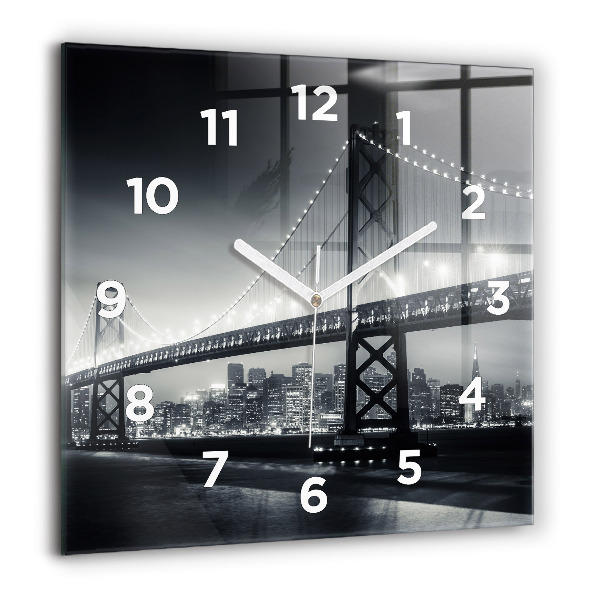 Square wall clock San Francisco Bridge at Night