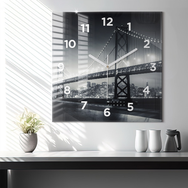 Square wall clock San Francisco Bridge at Night