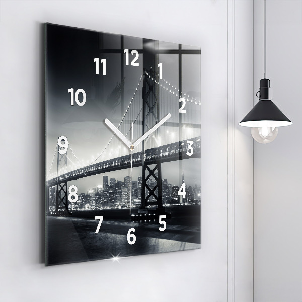 Square wall clock San Francisco Bridge at Night