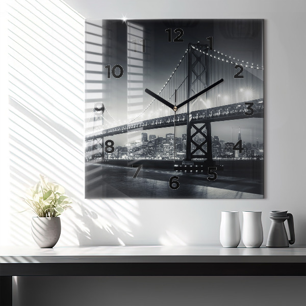 Square wall clock San Francisco Bridge at Night
