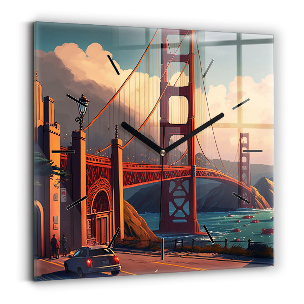 Square wall clock San Francisco Bridge