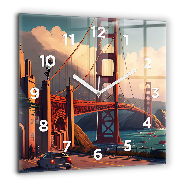 Square wall clock San Francisco Bridge