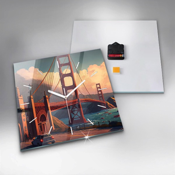 Square wall clock San Francisco Bridge
