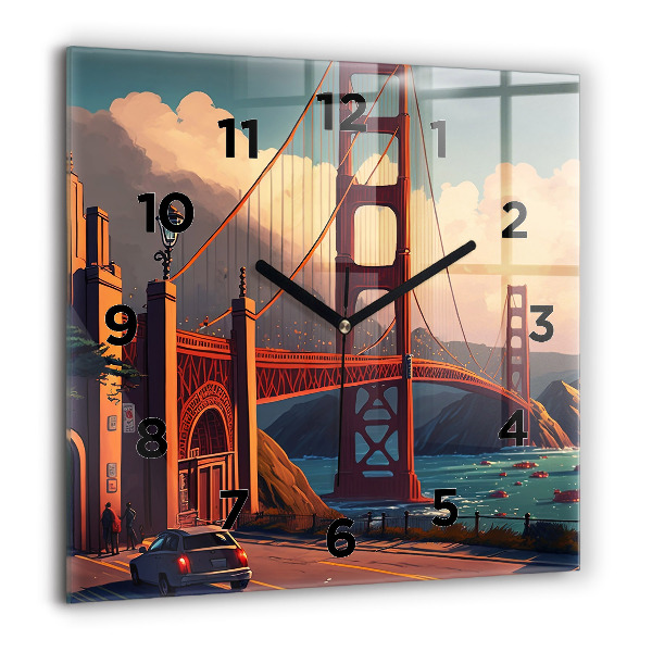 Square wall clock San Francisco Bridge
