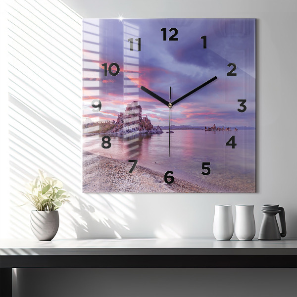 Square wall clock California Sunrise