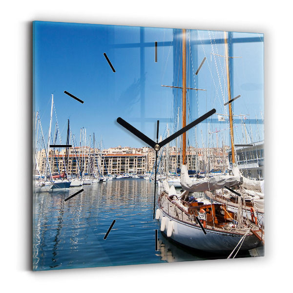 Square wall clock Marina in Marseille France