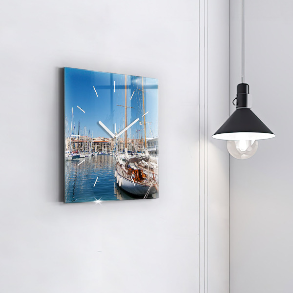 Square wall clock Marina in Marseille France