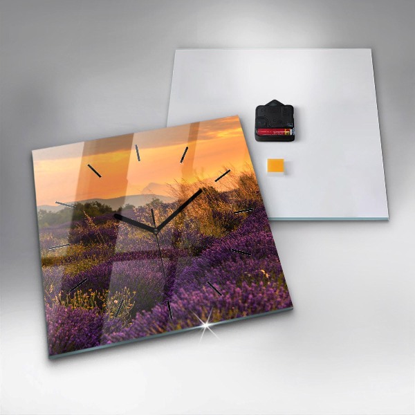 Square wall clock Lavender meadow France