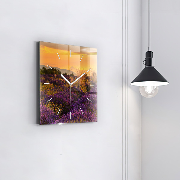Square wall clock Lavender meadow France