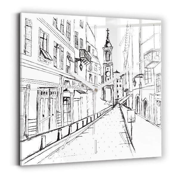Square wall clock Drawing of the city of Provence