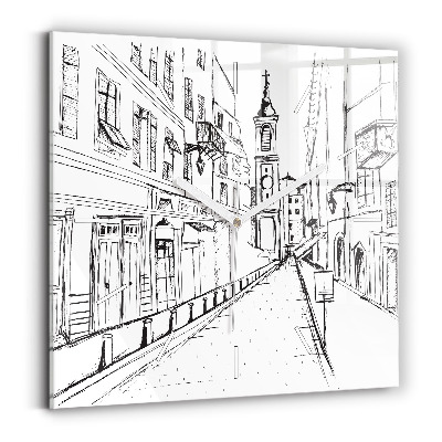 Square wall clock Drawing of the city of Provence