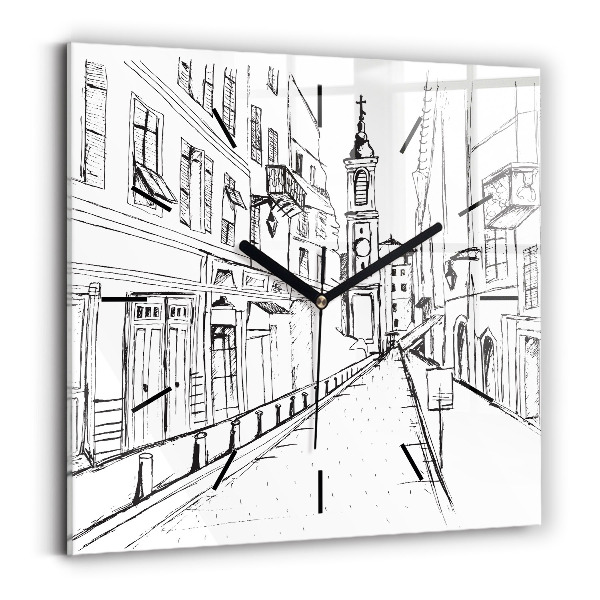 Square wall clock Drawing of the city of Provence