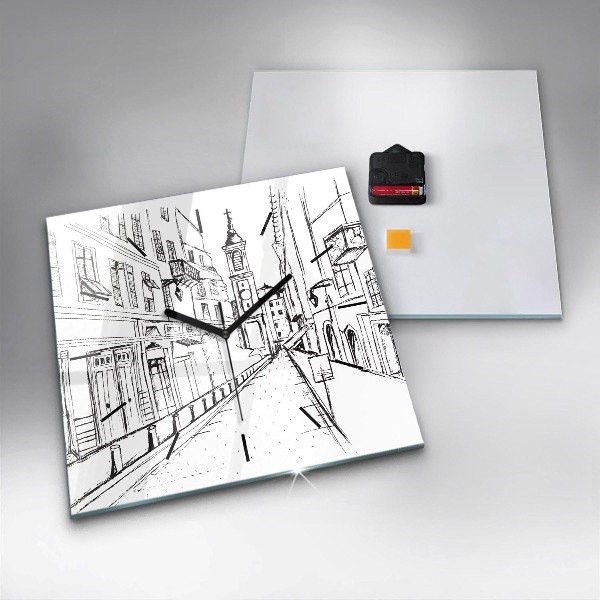 Square wall clock Drawing of the city of Provence