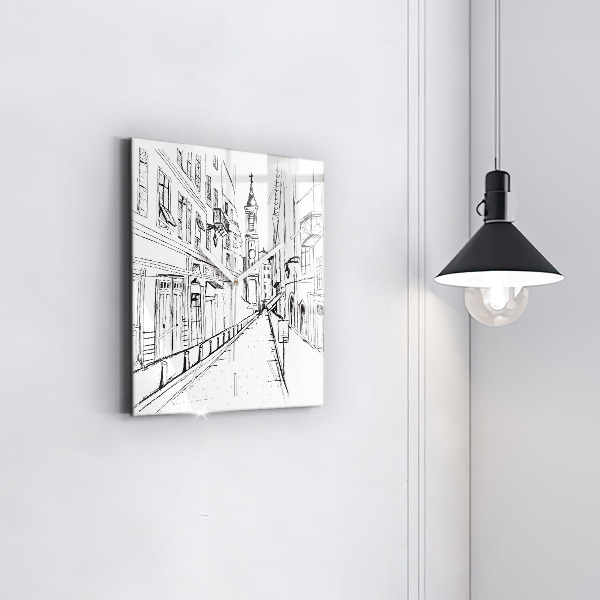 Square wall clock Drawing of the city of Provence
