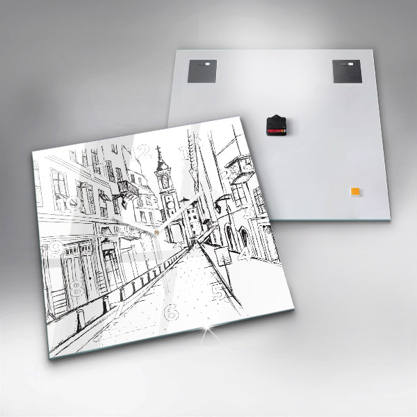 Square wall clock Drawing of the city of Provence