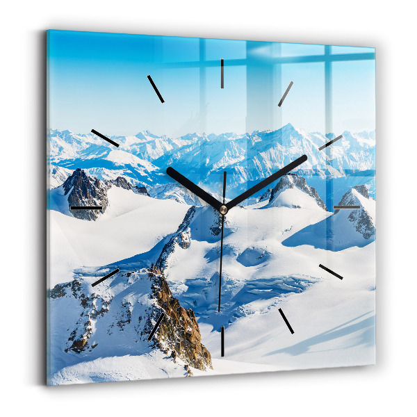 Square wall clock Skier in the Alps