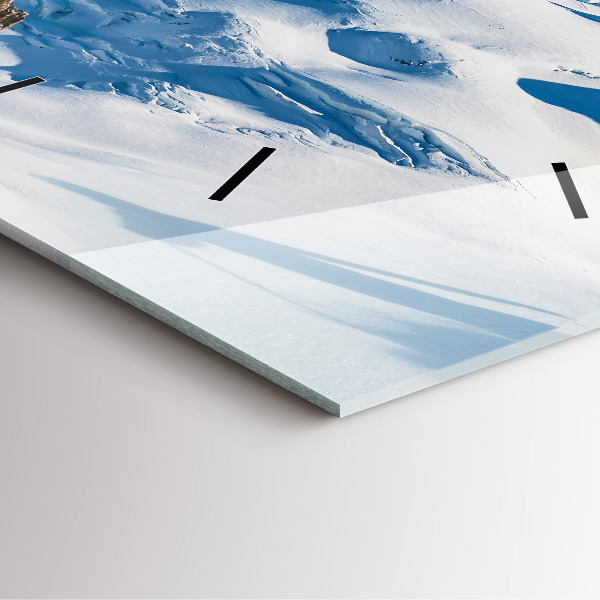 Square wall clock Skier in the Alps