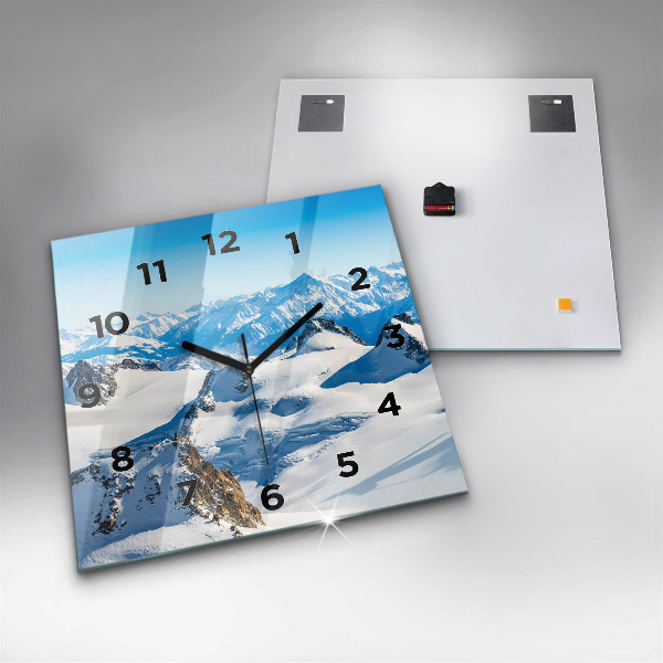 Square wall clock Skier in the Alps
