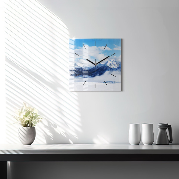 Square wall clock Mountain panorama