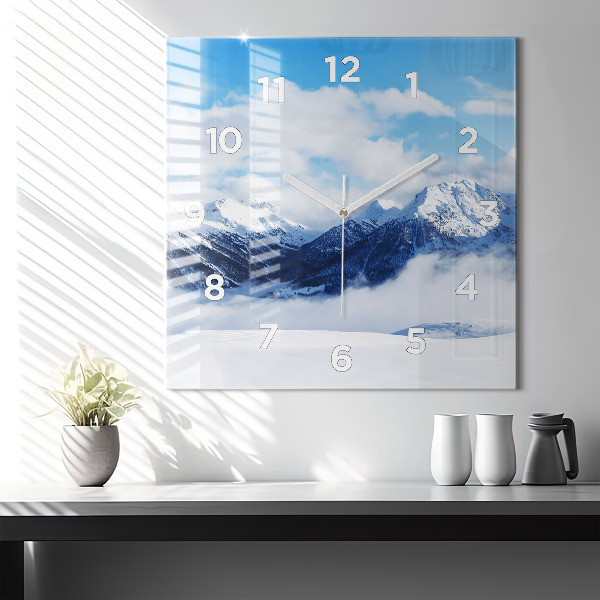 Square wall clock Mountain panorama