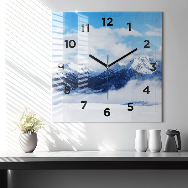 Square wall clock Mountain panorama