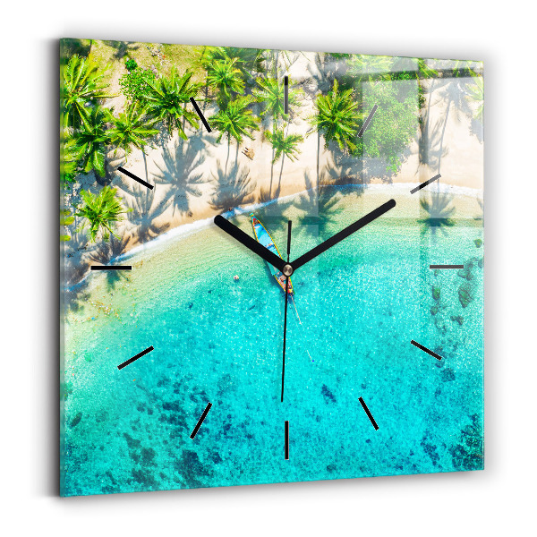 Square wall clock Tropical beach Koh Tao