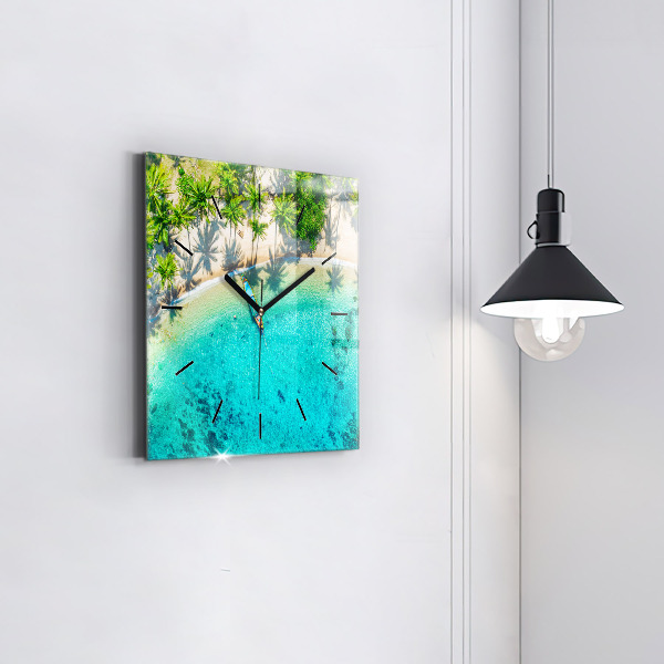 Square wall clock Tropical beach Koh Tao
