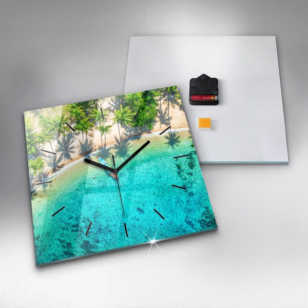 Square wall clock Tropical beach Koh Tao
