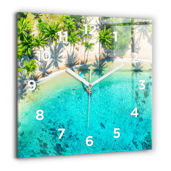 Square wall clock Tropical beach Koh Tao