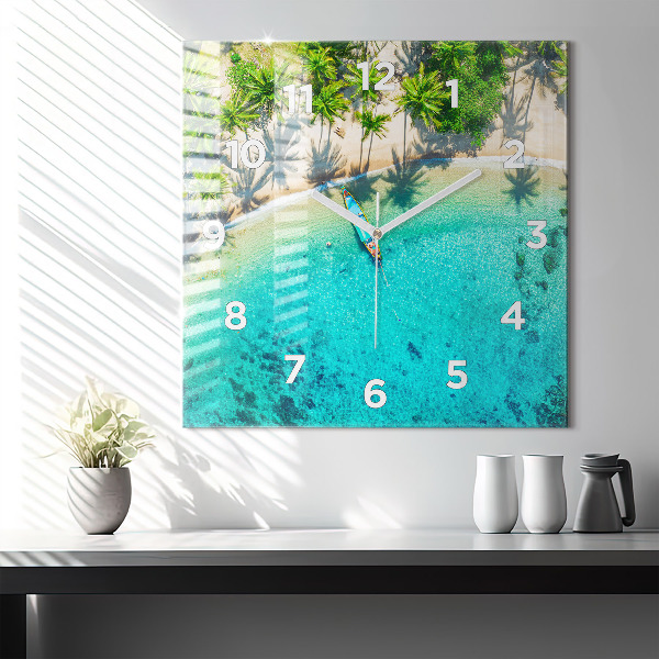 Square wall clock Tropical beach Koh Tao