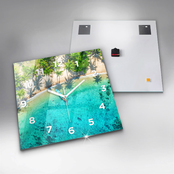 Square wall clock Tropical beach Koh Tao