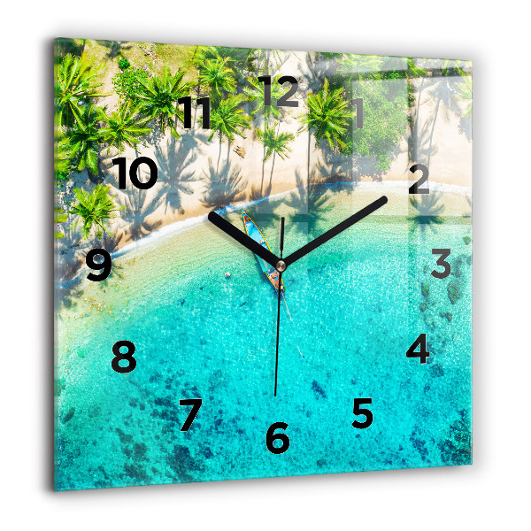 Square wall clock Tropical beach Koh Tao