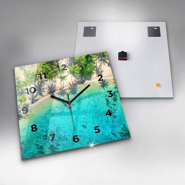 Square wall clock Tropical beach Koh Tao