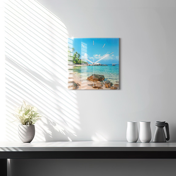 Square wall clock Beautiful beach in Thailand