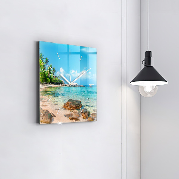 Square wall clock Beautiful beach in Thailand