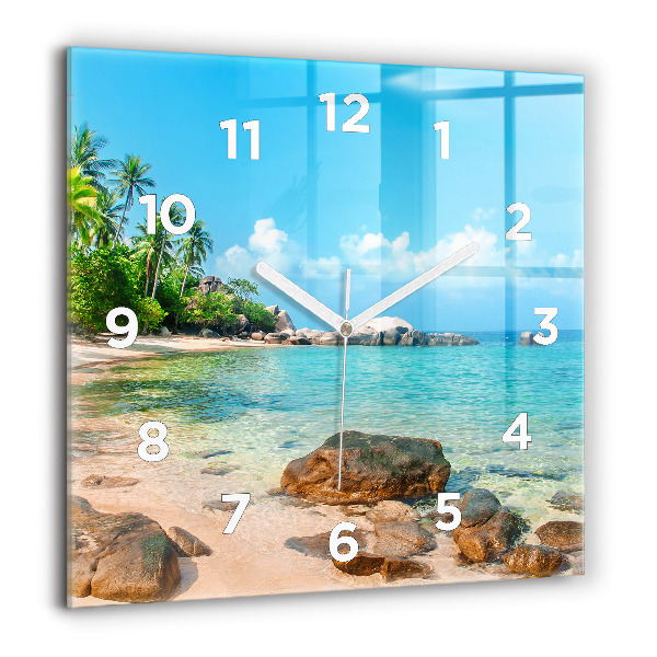 Square wall clock Beautiful beach in Thailand