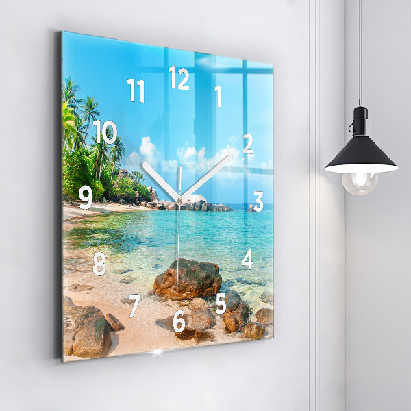 Square wall clock Beautiful beach in Thailand