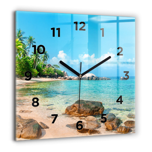 Square wall clock Beautiful beach in Thailand