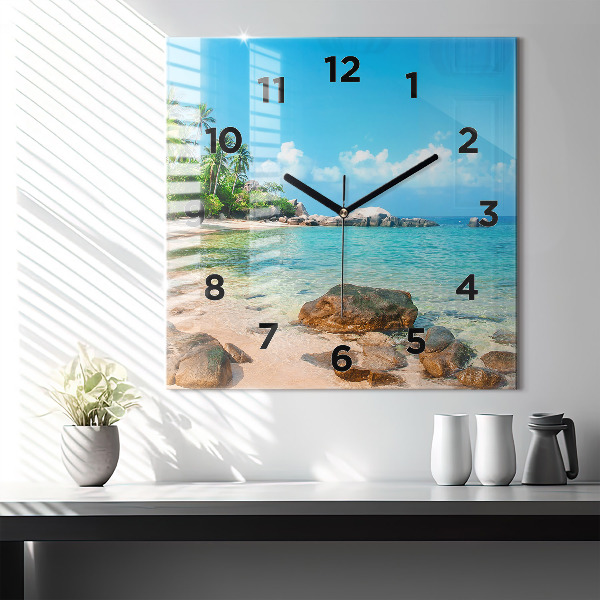 Square wall clock Beautiful beach in Thailand