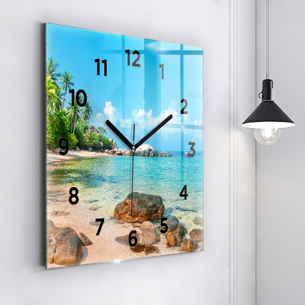 Square wall clock Beautiful beach in Thailand